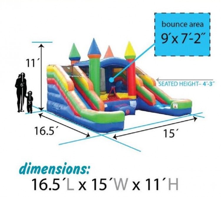 Rainbow Dual Slide Bounce House (BALL PITS)