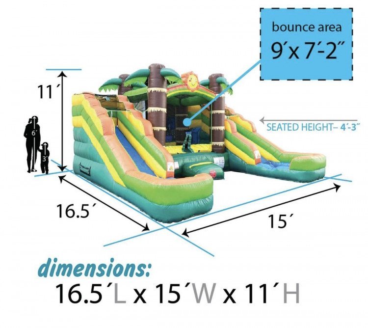 Tropical Dual Slide Bounce House (BALL PITS)