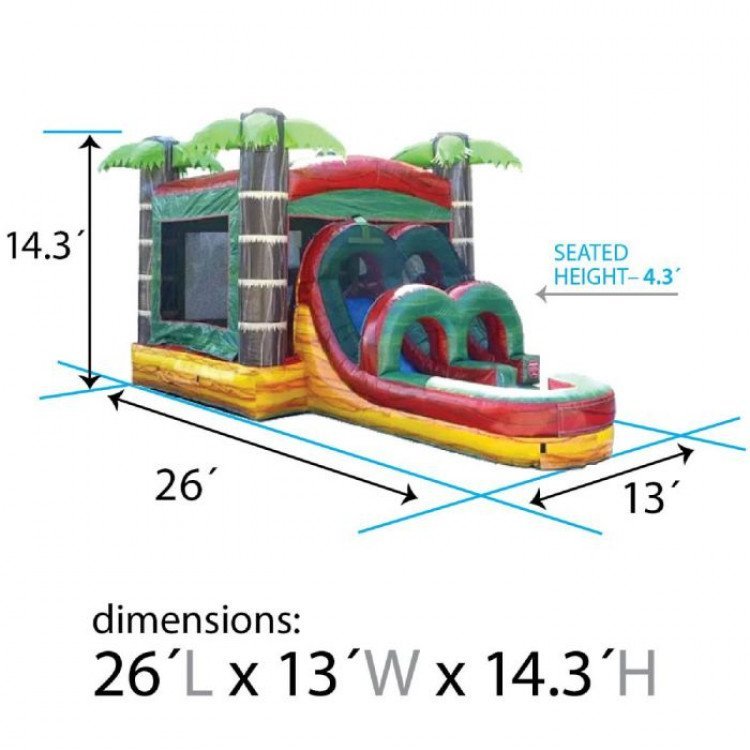 Tropical Fire Marble Bounce House Combo